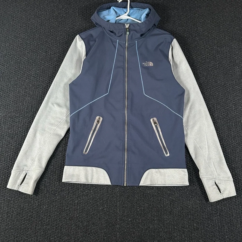 The North Face Mens S Hooded Full Zip‎ Jacket Navy Gray Athleisure Outdoor